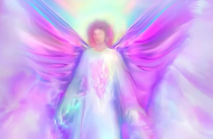 Arcanjo Zadkiel e Lady Ametista enviando luz violeta para a expansão da consciência e ascensão dimensional