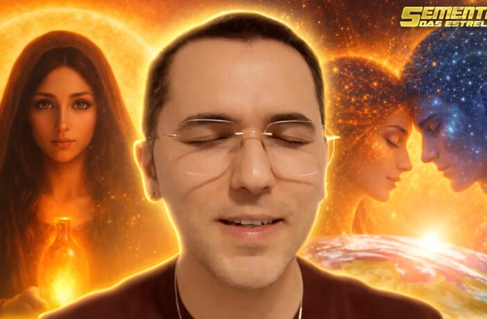 Maria Madalena emanando luz rosa e dourada, simbolizando o que é a unificação do masculino e feminino sagrado através da canalização de Neva