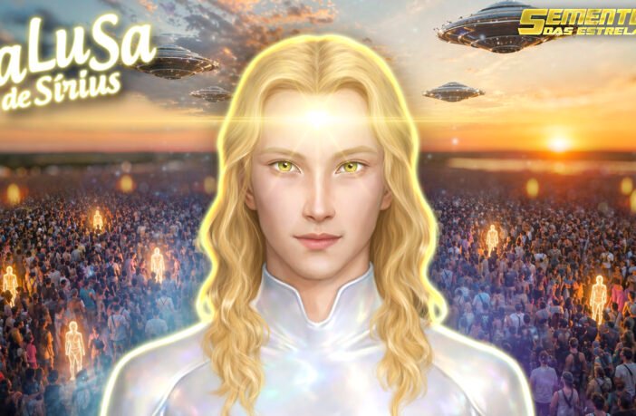 Representação de SaLuSa de Sírius enviando códigos de luz e amor para o salto quântico da humanidade