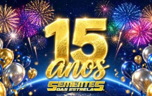 Imagem comemorativa dos 15 anos do sementes das estrelas celebrando a expansão da luz e união
